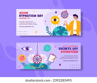 Hypnotism Day Horizontal Banner Flat Cartoon Hand Drawn Templates Background Illustration