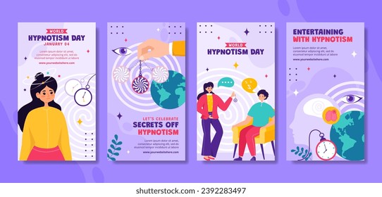 Hypnotism Day Social Media Stories Flat Cartoon Hand Drawn Templates Background Illustration