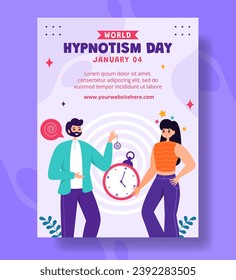 Hypnotism Day Afiche vertical Afiche de caricatura plana mano Dibujar plantillas de fondo Ilustración