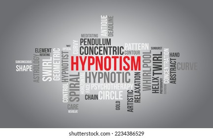 Hypnotism word cloud background. Mental Health awareness Vector illustration design concept.