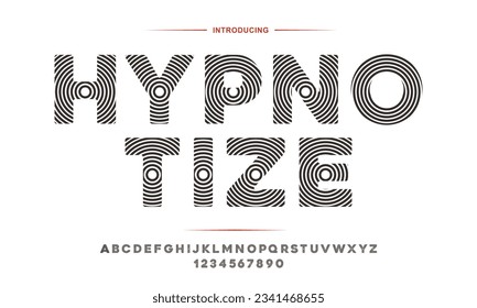 Hypnotize font alphabet. Minimal modern urban fonts for logo, brand etc. Typography typeface uppercase and number. vector illustration