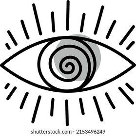 Hypnotizing eye, illustration, vector on a white background.