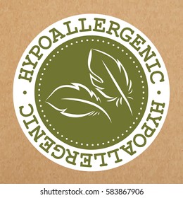 Hypoallergenic green label, badge with leaves for allergy safe products, isolated vector object