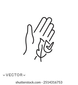 ícone hipoalergênico, dermatologia testada, proteção da pele e do corpo, livre de alérgenos, símbolo de linha fina isolado no fundo branco, traço editável eps 10 ilustração vetorial