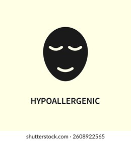Hypoallergenic icon. Head Hypoallergenic Logo. Hypoallergenic Tested Cosmetic Product Black Symbol Collection. Soft Sensitive Skin Sign. Isolated Vector Illustration.