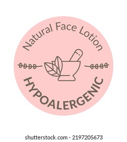 Hypoallergenic Ingredients In Natural Face Lotion. Isolated Cosmetics And Products For Skin And Body Treatment. Spa Salon And Professional Creams. Label Or Emblem For Package. Vector In Flat Style