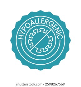 Hypoallergenic product sign symbol vector icon. Certified label for sensitive skin cosmetic packaging.