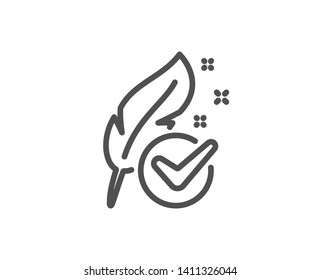 Hypoallergenic tested line icon. Feather sign. No synthetic symbol. Quality design element. Linear style hypoallergenic tested icon. Editable stroke. Vector