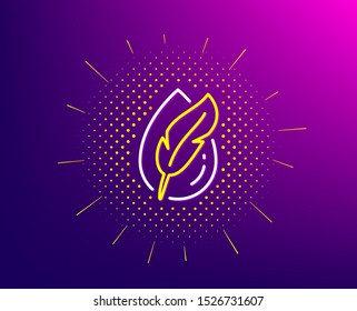 Hypoallergenic tested line icon. Halftone pattern. Feather sign. No synthetic symbol. Gradient background. Hypoallergenic tested line icon. Yellow halftone pattern. Vector