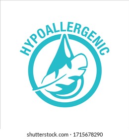 Hypoallergenic tested sign icon. Circular stamp shape with drawn feather and gel drop - package warning label or dermatology test tag - flat vector sign