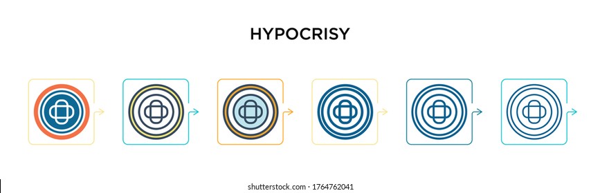 Hypocrisy vector icon in 6 different modern styles. Black, two colored hypocrisy icons designed in filled, outline, line and stroke style. Vector illustration can be used for web, mobile, ui