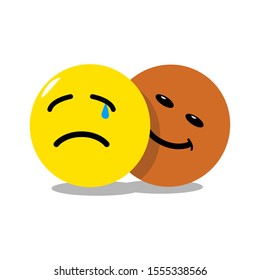 Hypocrite Emoticon Behind Sad Emoticon