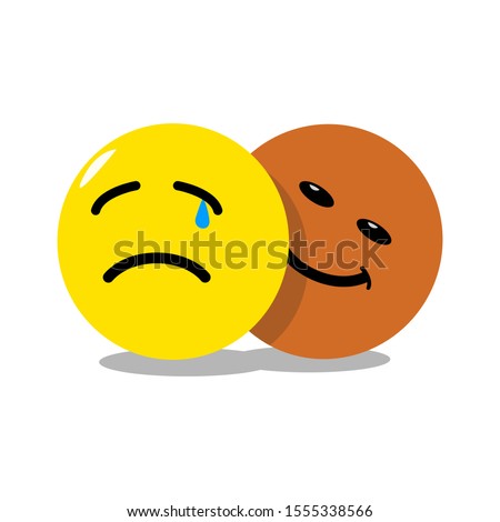 hypocrite emoticon behind sad emoticon