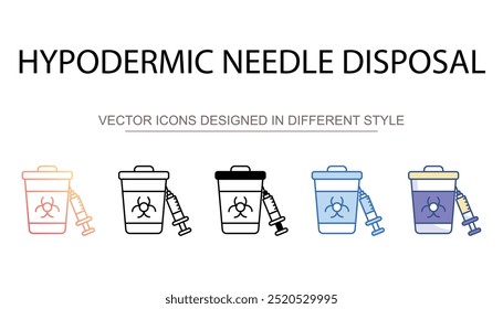 Hypodermic Needle Disposal icon design with white background stock illustration