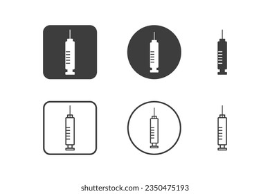 Hypodermic syringe icon design 6 variations. Hospital icons set, Isolated on white background.