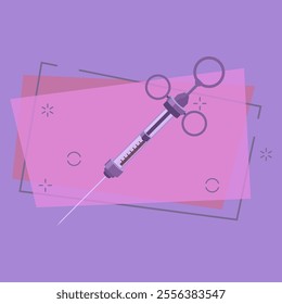 Hypodermic syringe vector illustration. Injection, dentistry, drug. Medical items concept. Vector illustration can be used for topics like medicine, hospital, procedure