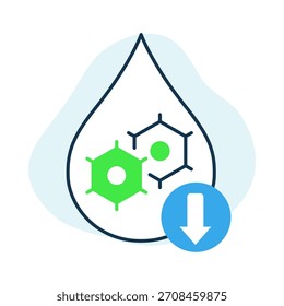 Hypoglykämie-Symbol - Früherkennung von niedrigem Blutzucker mit Blutabfall, KI-Chip für rechtzeitige Alarme und Diabetes-Management mit Health Monitoring Tools