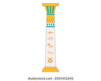 Hypostyle column pillar old ancient Egypt building ruin temple of Karnak landmark tomb of Pharaohs tourist travel design illustration