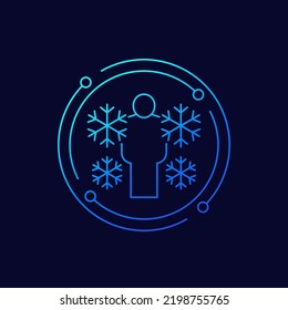 Hypothermia Line Icon, Low Body Temperature