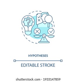 Hypotheses concept icon. Specific, clean and testable proposition idea thin line illustration. Scientific researching knowledge. Vector isolated outline RGB color drawing. Editable stroke
