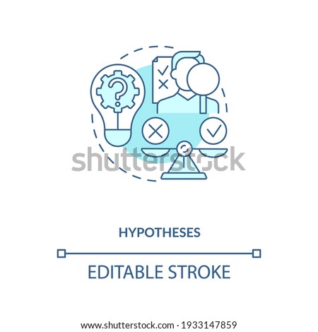 Hypotheses concept icon. Specific, clean and testable proposition idea thin line illustration. Scientific researching knowledge. Vector isolated outline RGB color drawing. Editable stroke