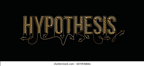 Hypothesis Calligraphic gold line art Text poster vector illustration Design.