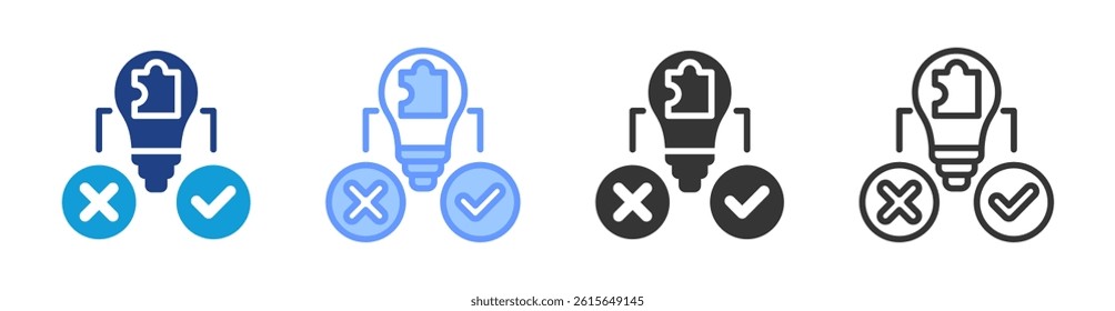 Hypothesis Solution icon set multiple style collection