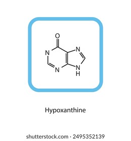 Hypoxanthine skeletal structure schematic illustration, nucleobase molecule.
