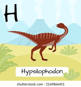 Hypsilophodon dinosaur. Letter H. Children's alphabet education. Vector illustration of a prehistoric dinosaur.