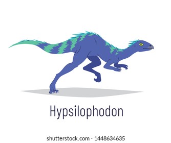 Hypsilophodon. Ornithischian dinosaur. Colorful vector illustration of prehistoric creature hypsilophodon in hand drawn flat style isolated on white background. Fast fossil dinosaur.