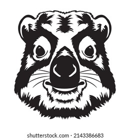 Hyrax face vector iilustration in hand drawn style, perfect for tshirt and mascot design 