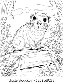 Hyrax jungle coloring page vector illustration