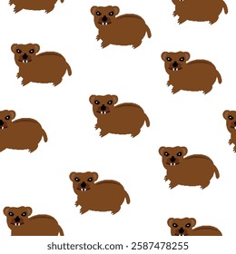 Hyrax pixel seamless pattern. Vector eps.