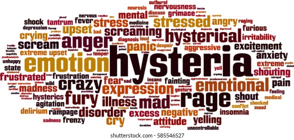 Hysteria word cloud concept. Vector illustration