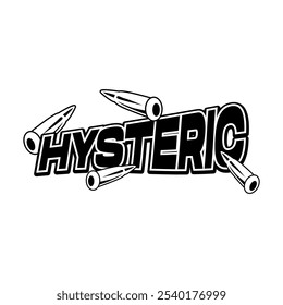 Hysteric with Bullets Typography Y2K Logo Patch Apparel Fashion Vector Design K58, Commercial Use