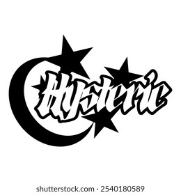 Hysteric with Stars Typography Y2K Logo Patch Apparel Fashion Vector Design K58, Commercial Use