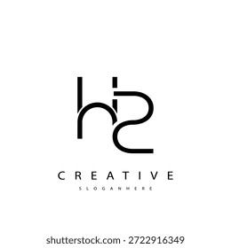 HZ Abstract Monogram Logo Design. Este logotipo é projetado com uma combinação de duas letras de linha H e Z