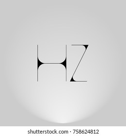HZ Black thin minimalist LOGO Design with Highlight on Gray background.
