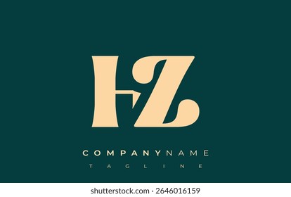 HZ Creative Abstract Typography Logo Design. Elegant logo combining bold typography and creative shapes, ideal for branding and identity solutions.