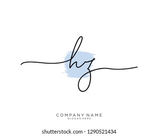 HZ H Z Initial handwriting logo template