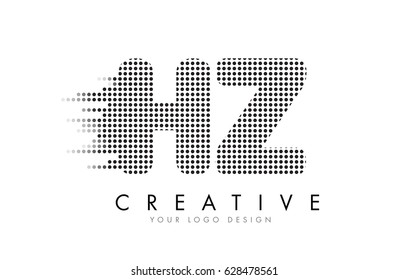 HZ H Z Letter Logo Design with Black Dots and Bubble Trails.