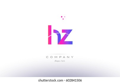 hz h z  pink purple modern creative gradient alphabet company logo design vector icon template