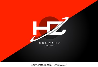 hz h z  red black white technology swoosh alphabet company letter logo design vector icon template 