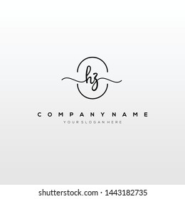 HZ handwriting initial logo template vector.