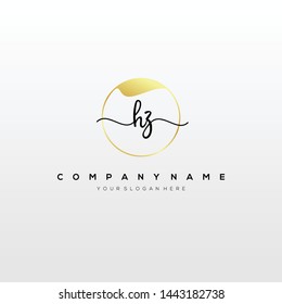 HZ handwriting initial logo template vector.