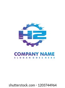 HZ Initial with gear template vector