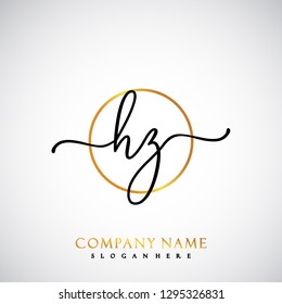 HZ Initial Handwriting logo template vector