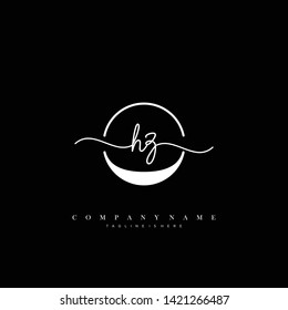 HZ initial handwriting logo template vector