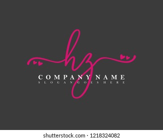 HZ Initial handwriting logo vector