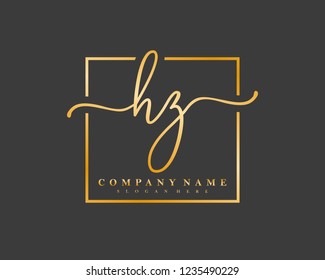 HZ Initial handwriting square minimalist logo vector
